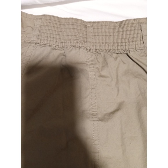 Basic Editions Khaki Cotton Midi Skirt Size 12 Tan A-Line Elastic Back Waist - Picture 6 of 13